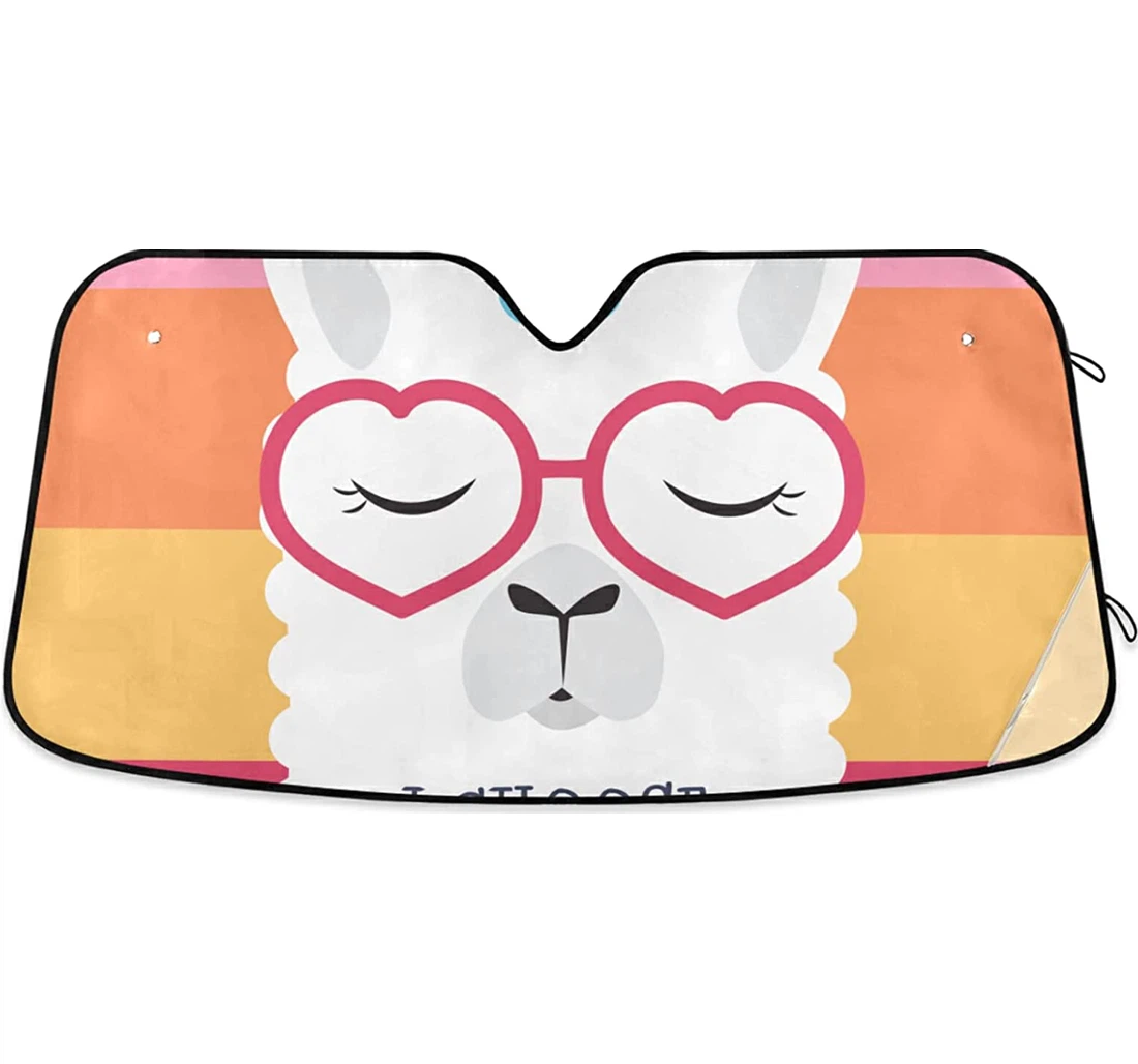 Cute Fluffy Unicorn Llama Auto Sun Shade