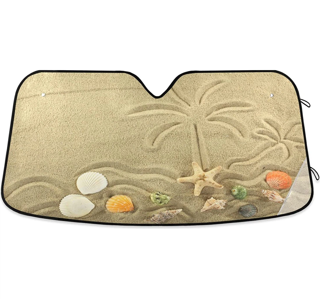 Ocean Palm Trees Beach Pickup Auto Sun Shade