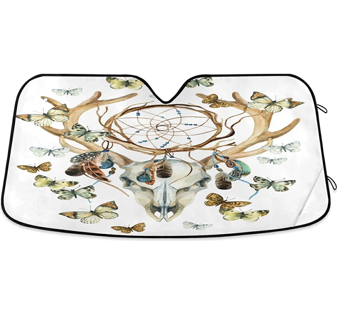 Dream Cather Butterfly Deer Skull Auto Sun Shade