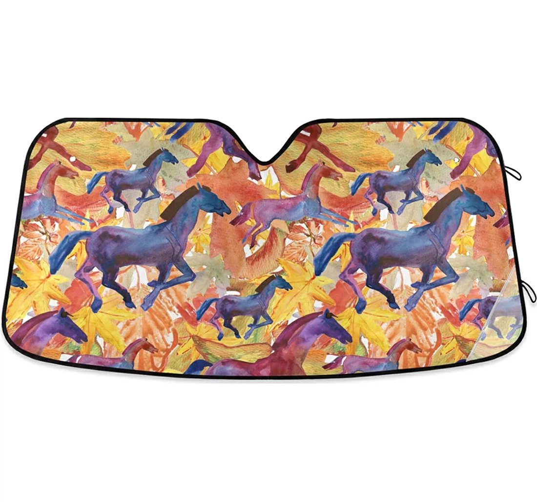 Running Horses Fall Pickup Auto Sun Shade