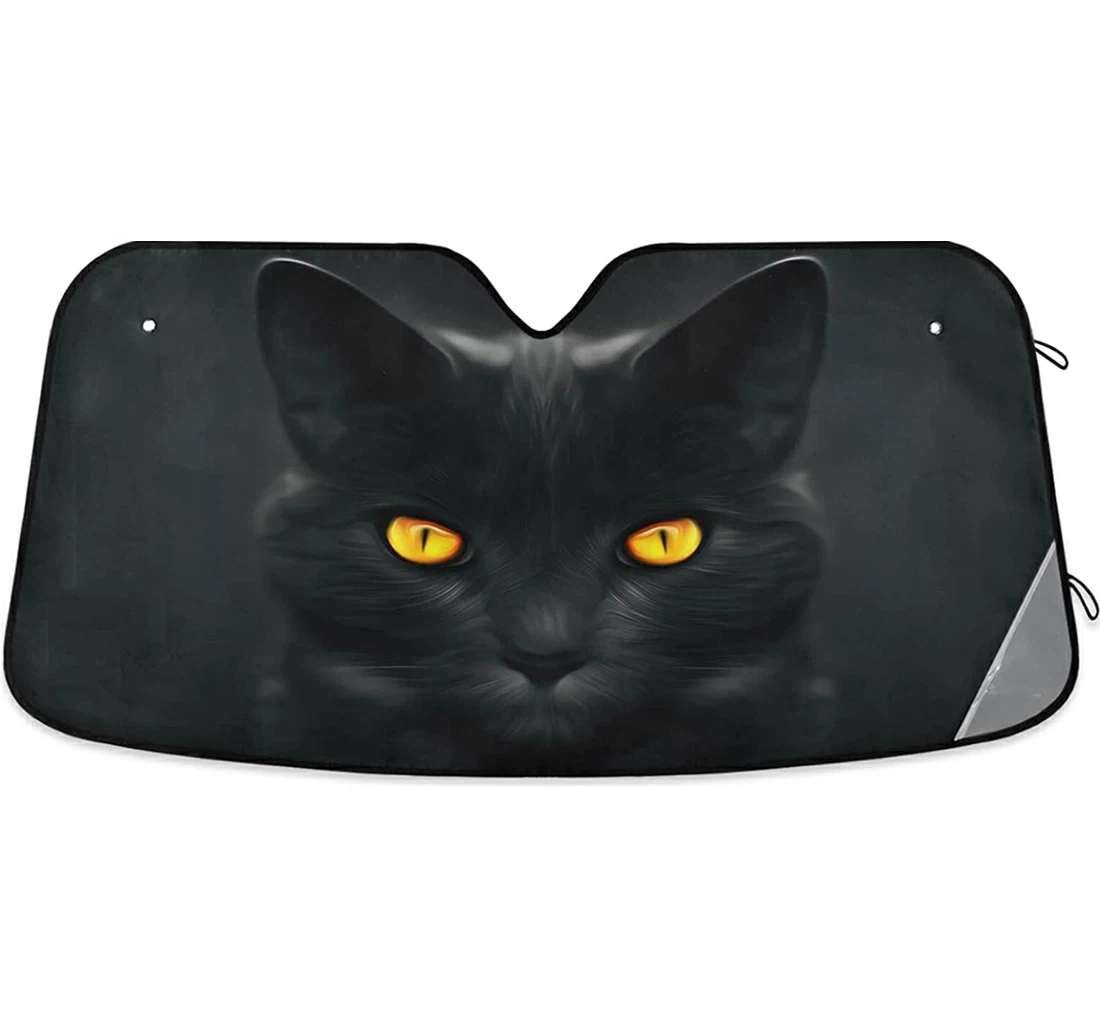 Black Cat With Glowing Eyes Auto Sun Shade