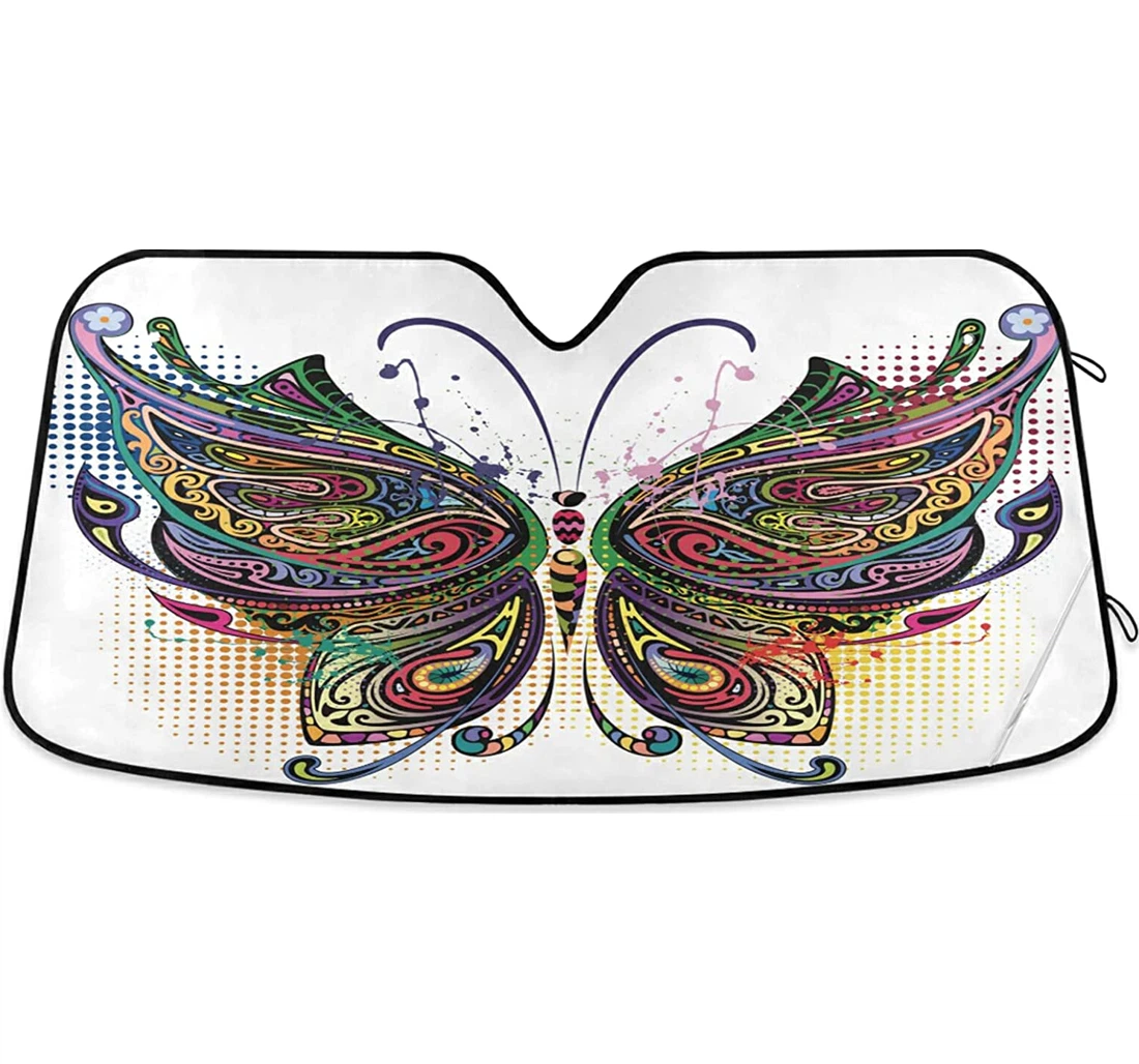 Art Butterfly Flower Auto Sun Shade