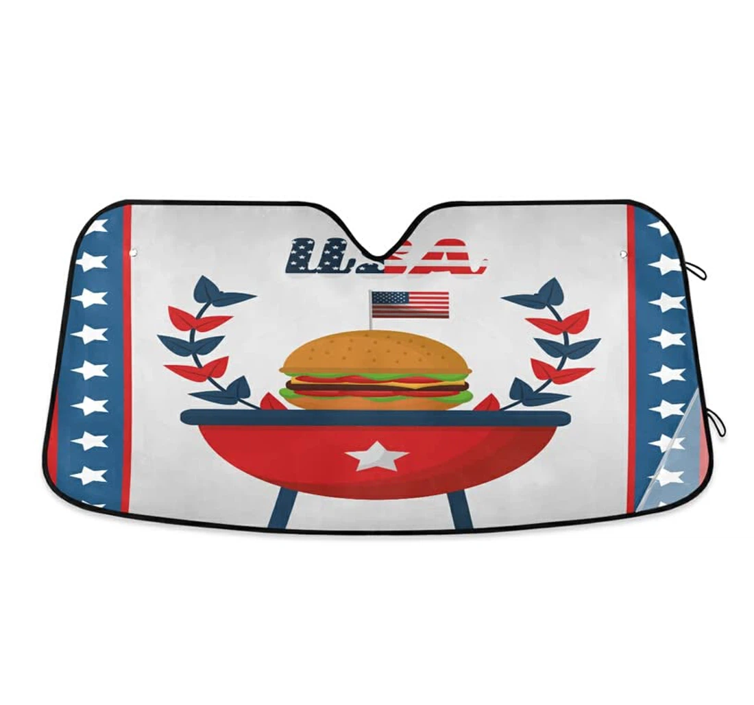 American Independence Day Usa Hamburger Auto Sun Shade