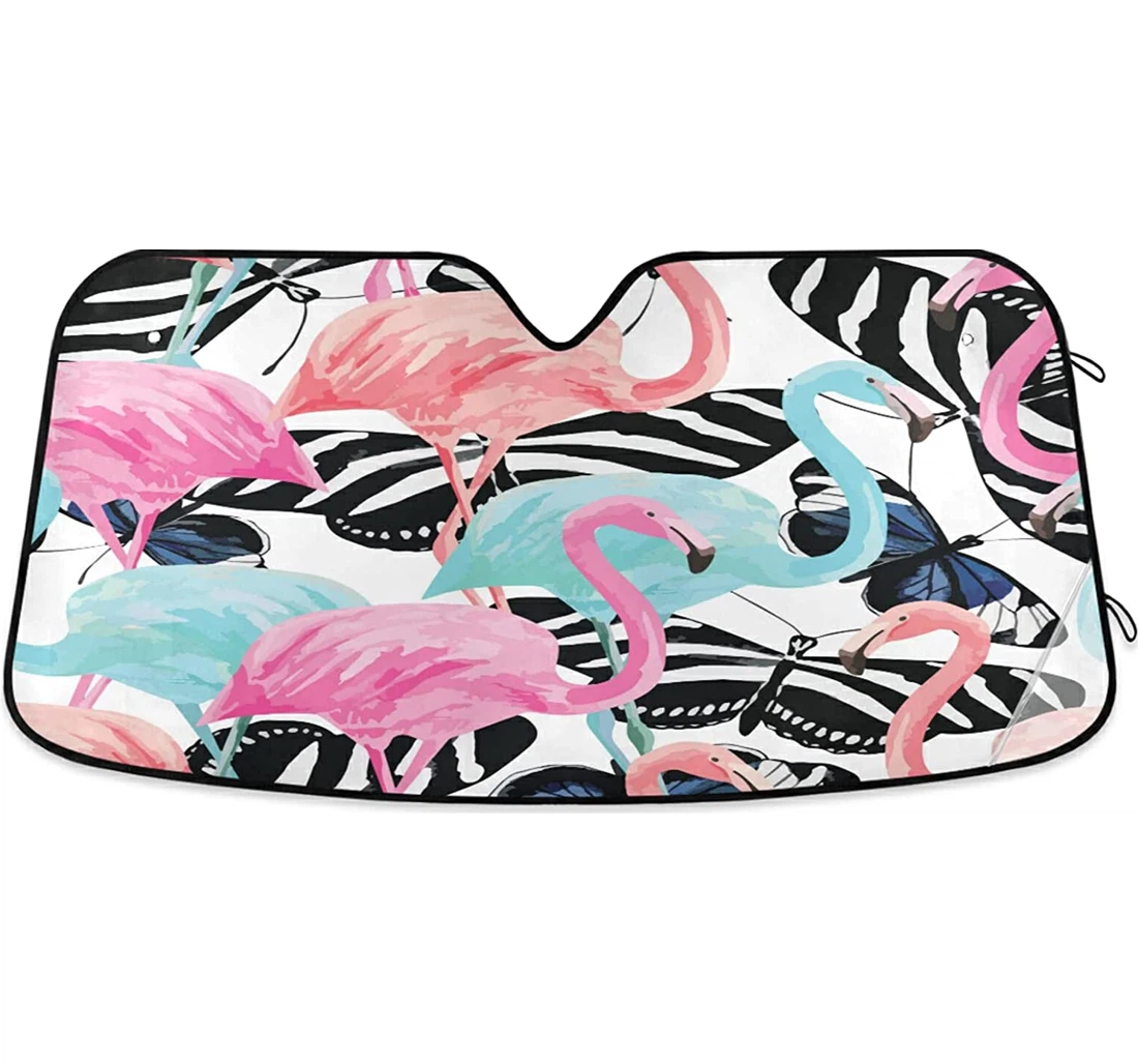 Pink Flamingo Auto Sun Shade