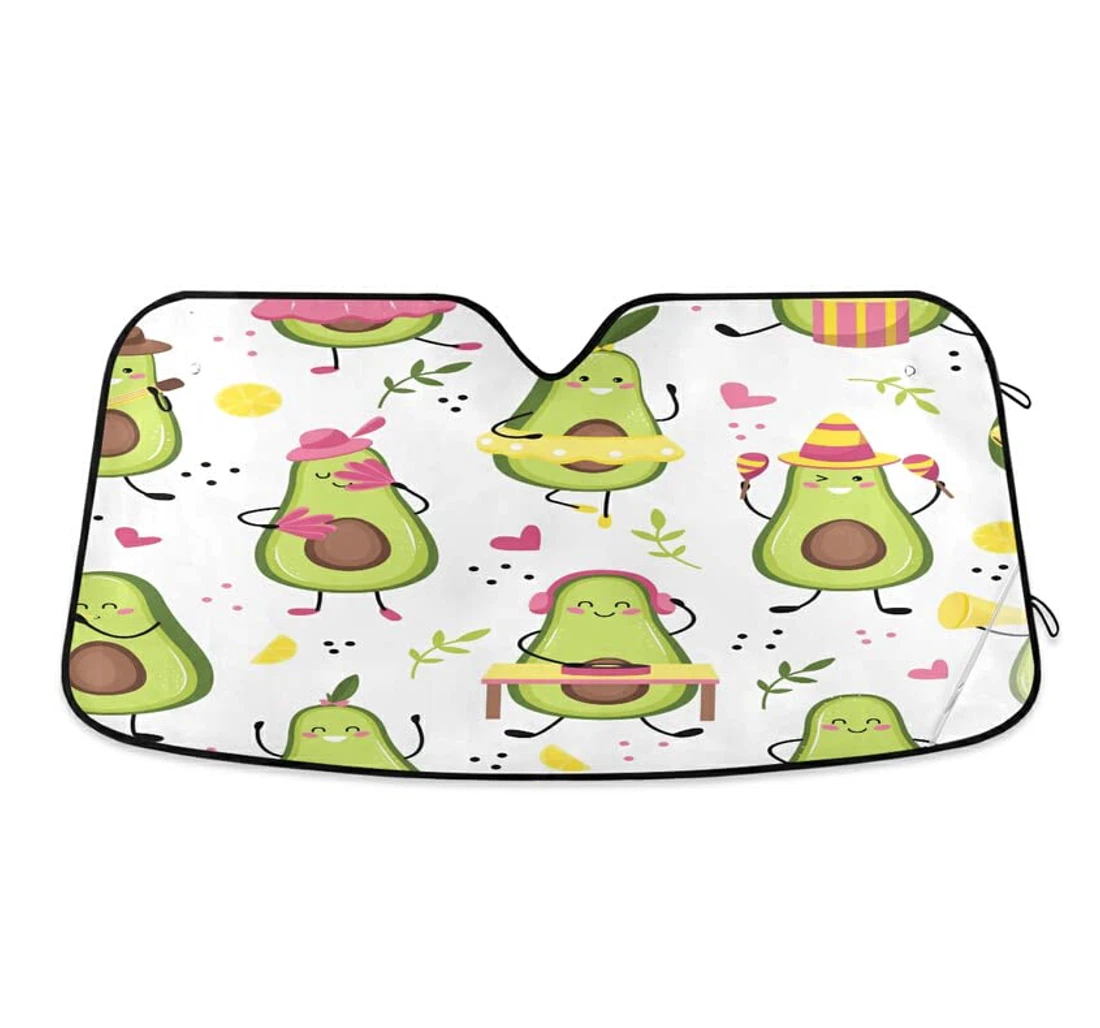 Cute Music Avocado Fruit Pattern Auto Sun Shade