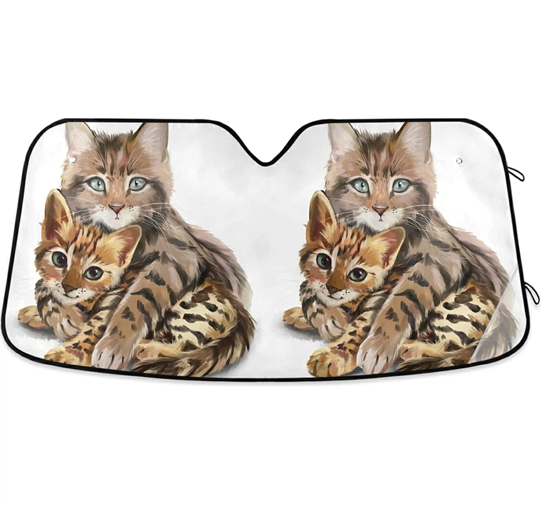 Cat Hugs Kitten Auto Sun Shade