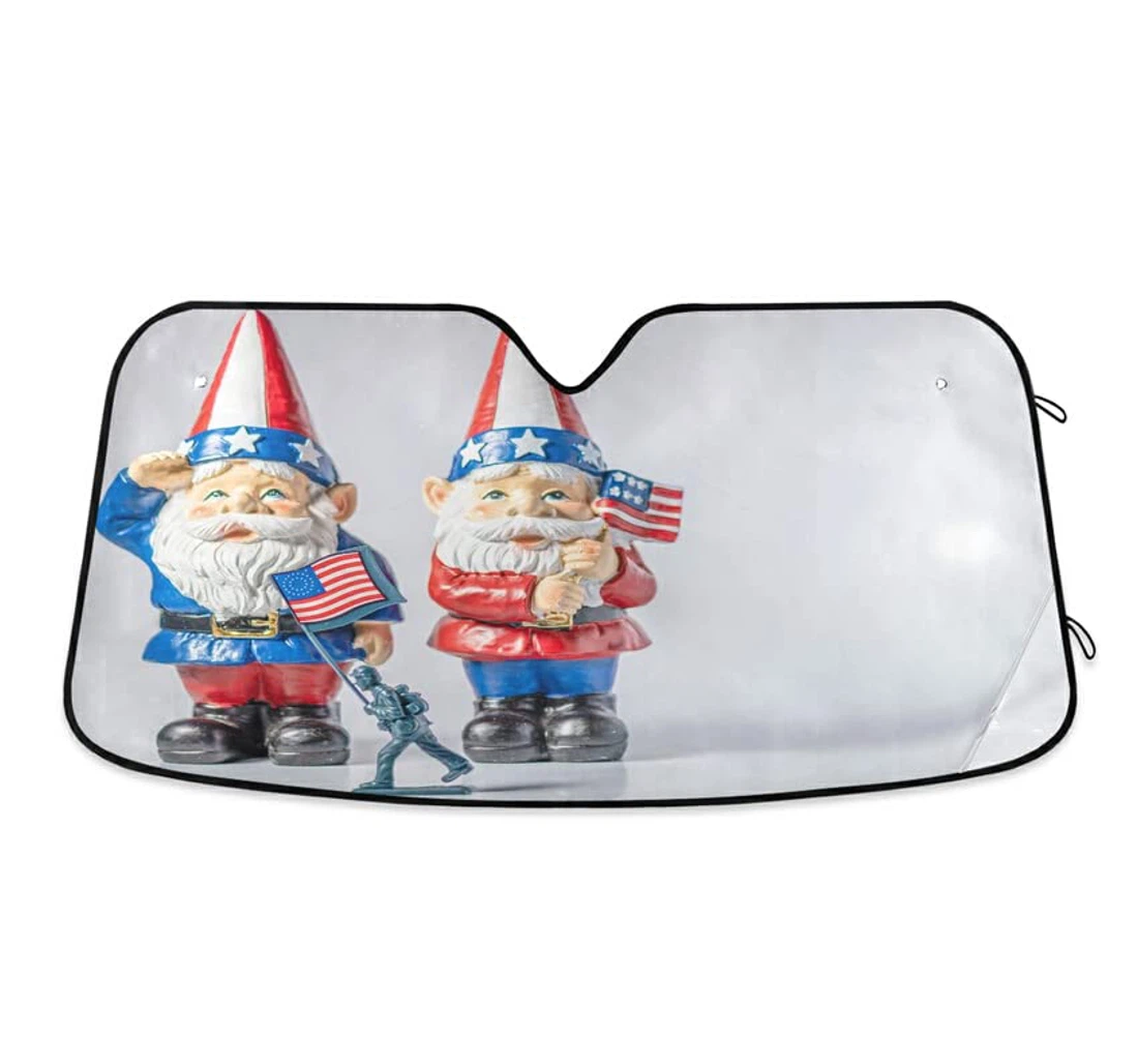 Patriotic Gnomes Salute Independence Day Auto Sun Shade