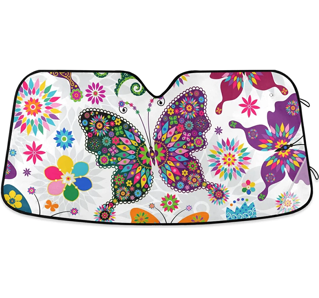 Colorful Butterflies Auto Sun Shade