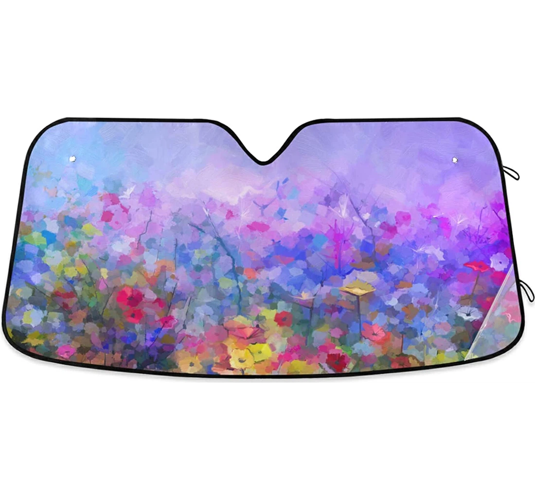 Romantic Wildflower Spring Flower Field Auto Sun Shade