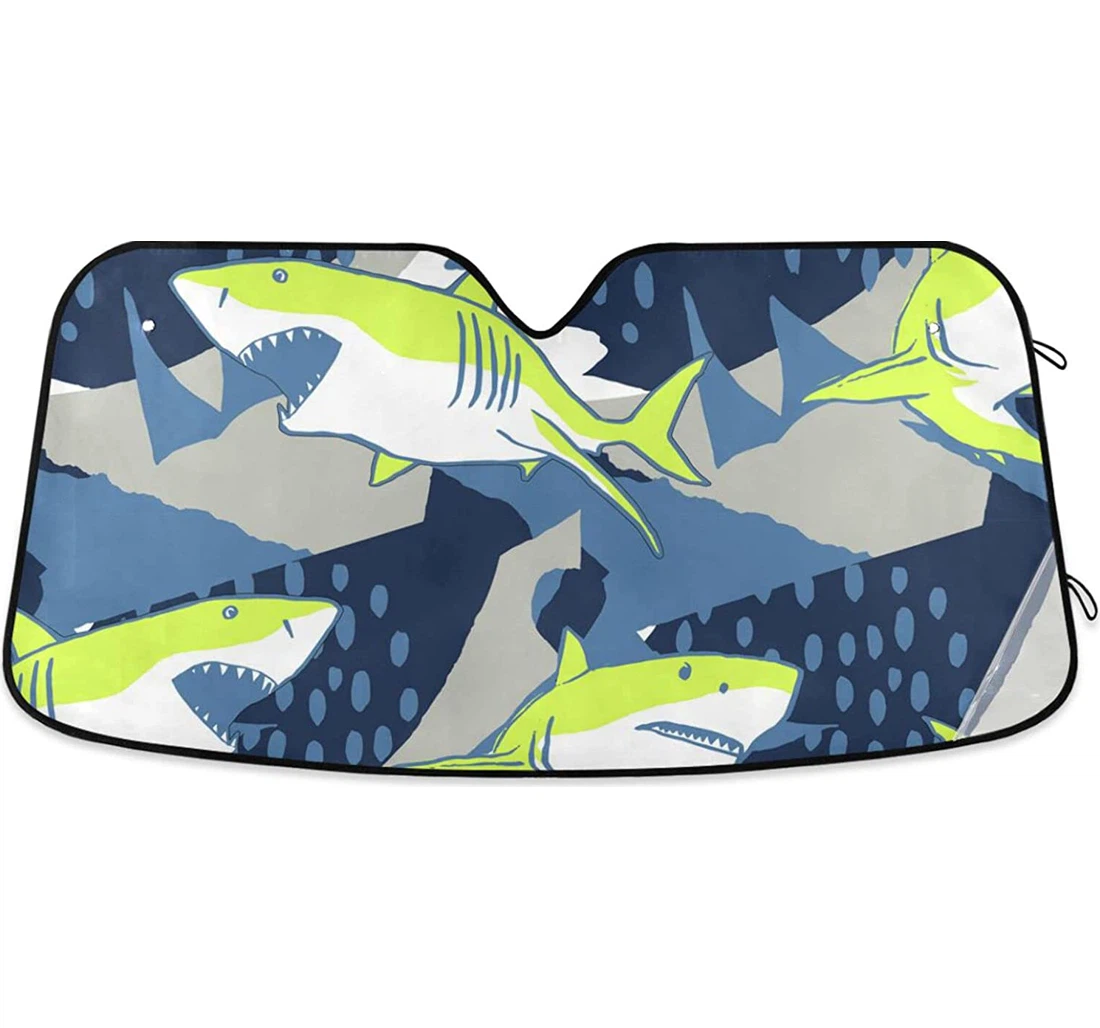 Fluorescence Sharks Polk Dots Auto Sun Shade