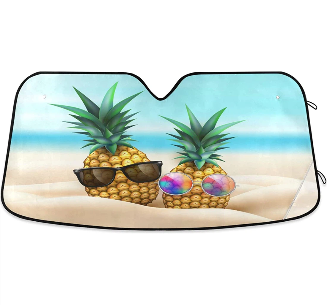 Pineapple Sunglasses At Beach Party Auto Sun Shade