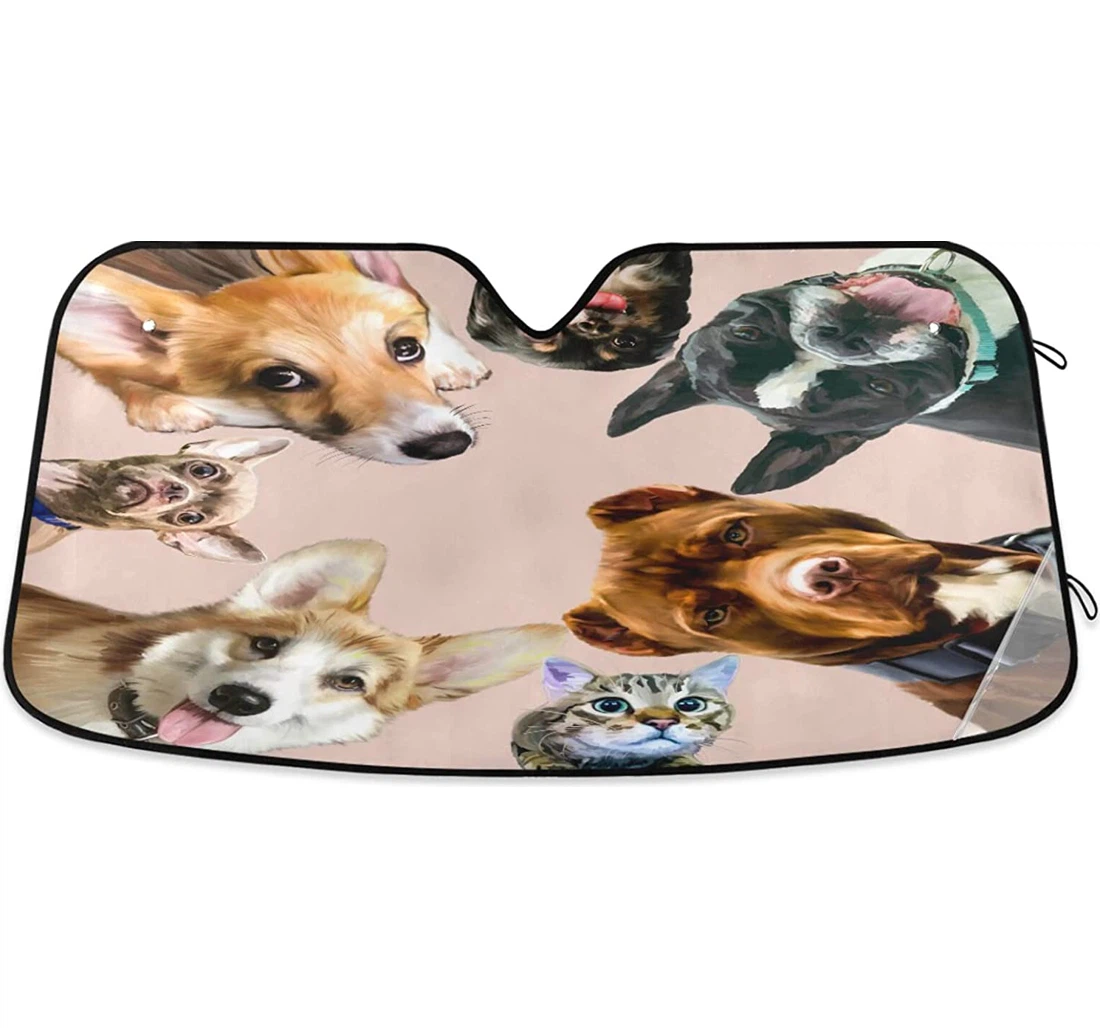 Funny Gaze Cute Dog Cat Auto Sun Shade