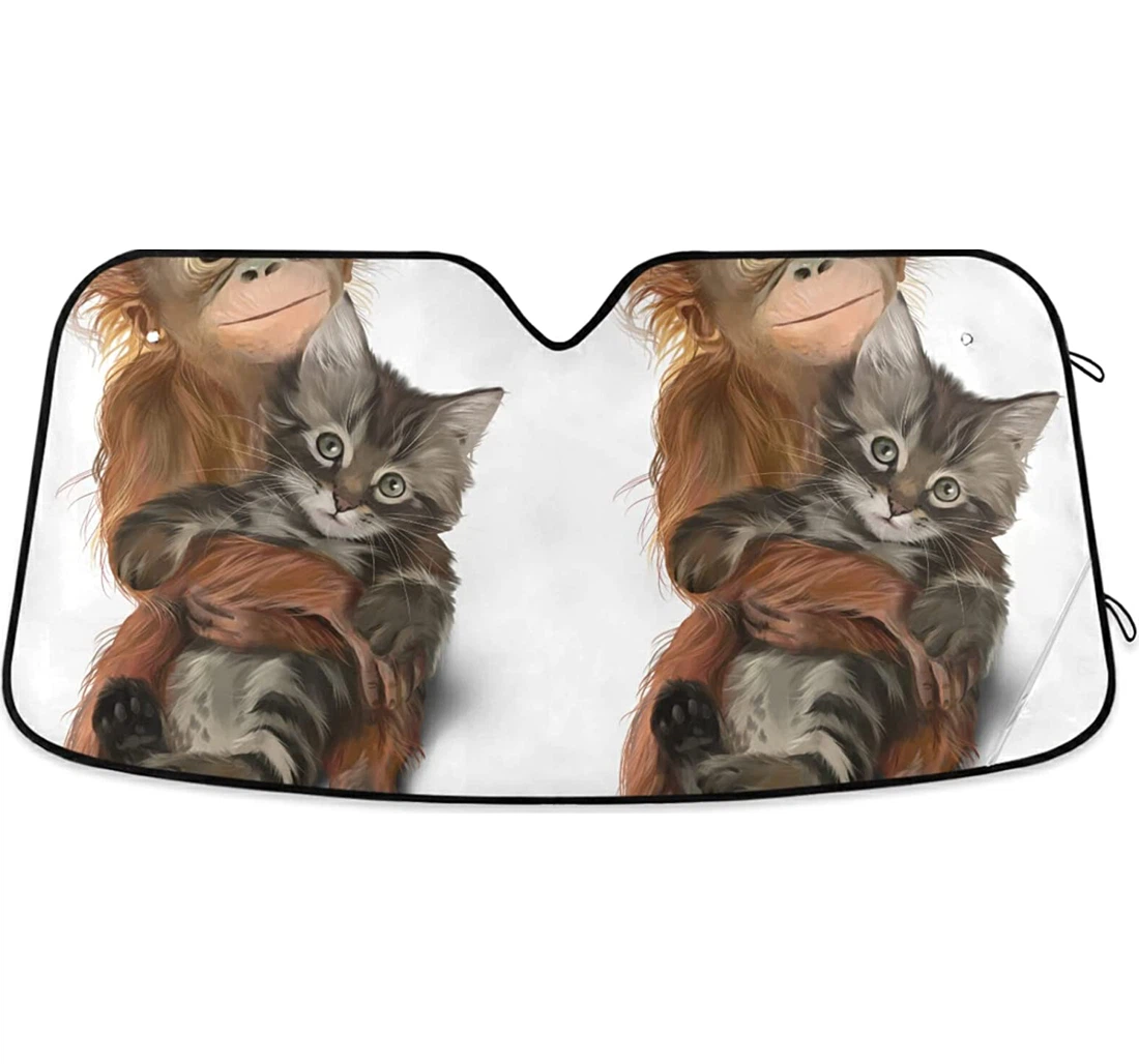 Orangutan Cuddles Kitten Auto Sun Shade