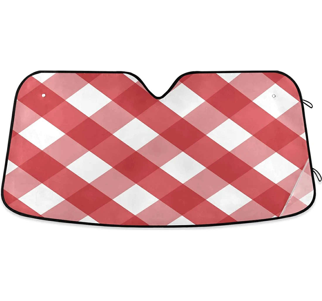 Red Square Grid Auto Sun Shade