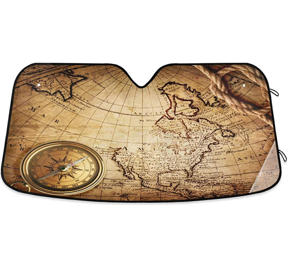 Vintage Map Auto Sun Shade