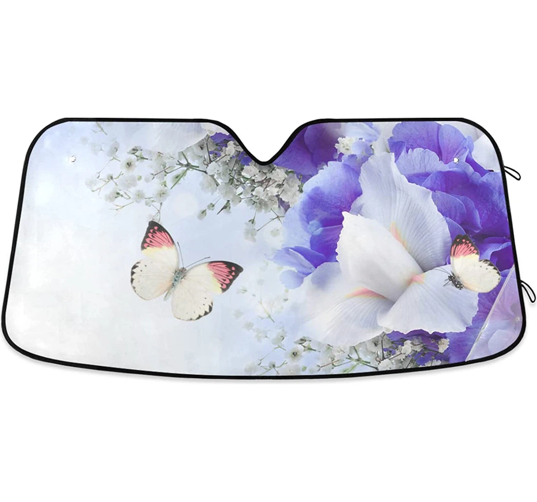 Butterfly Purple Iris Flower Auto Sun Shade