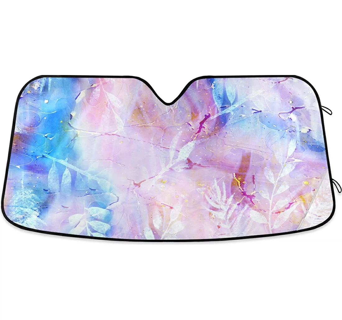Tropical Leaves Tie Dye Marbling Batik Auto Sun Shade