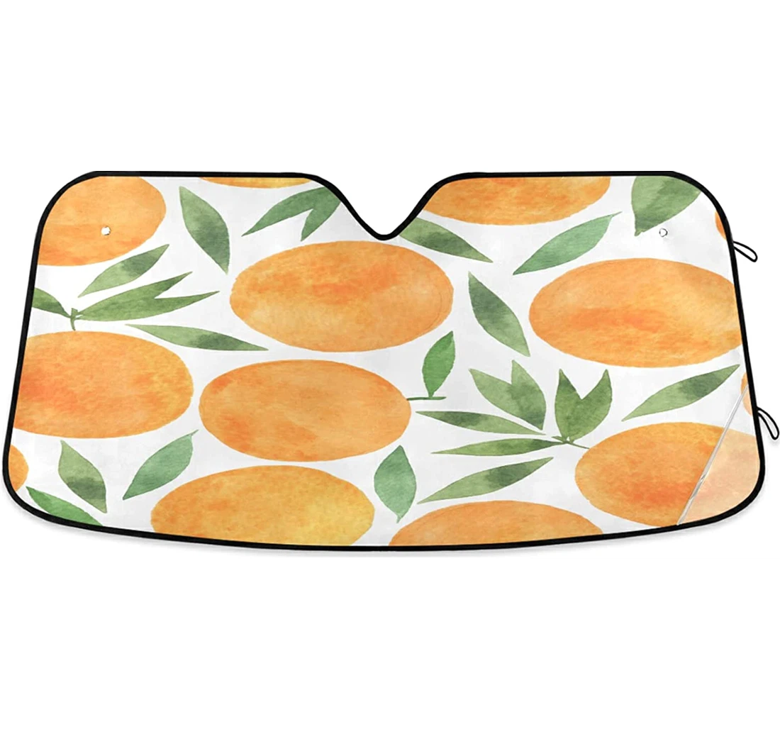 Watercolor Oranges Leaves Auto Sun Shade