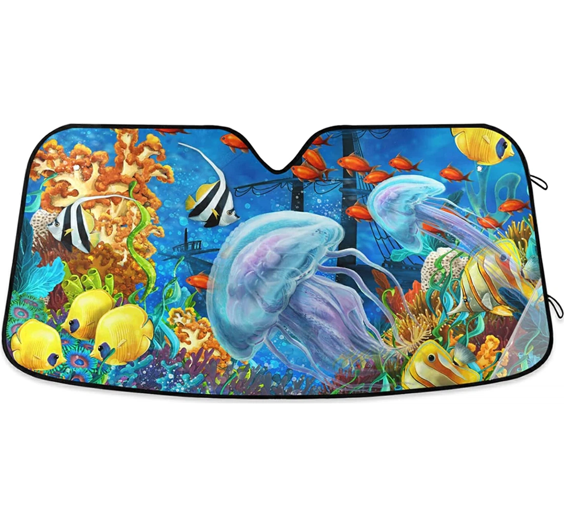 Ocean Jellyfish Clownfish Auto Sun Shade