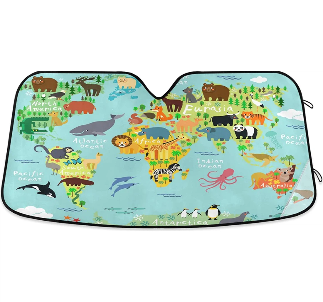 World Map Auto Sun Shade
