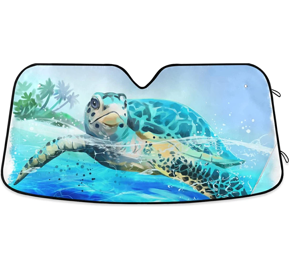 Summer Sea Turtle Watercolor Turtle Auto Sun Shade