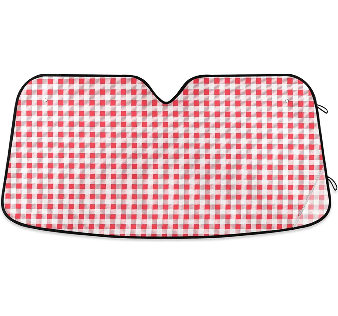 Red White Plaid Auto Sun Shade