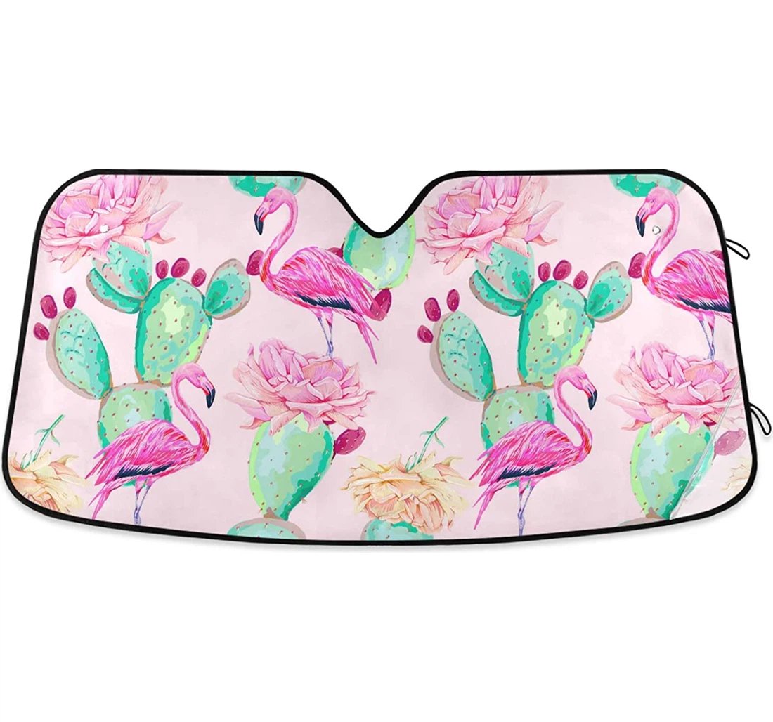 Pink Flamingo Cactus Exotic Birds Rose Flowers Baby Auto Sun Shade