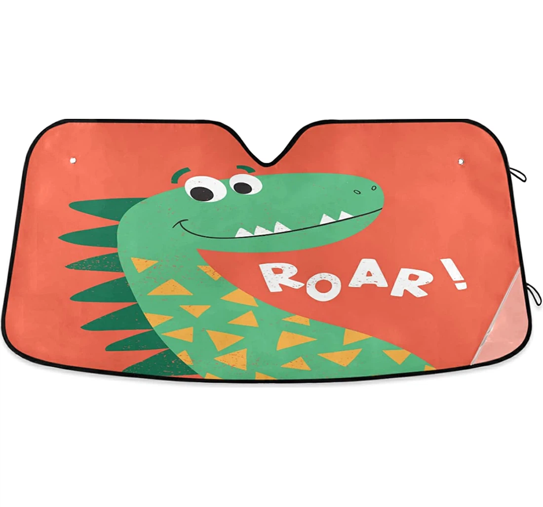 Cute Dinosaur Red Auto Sun Shade