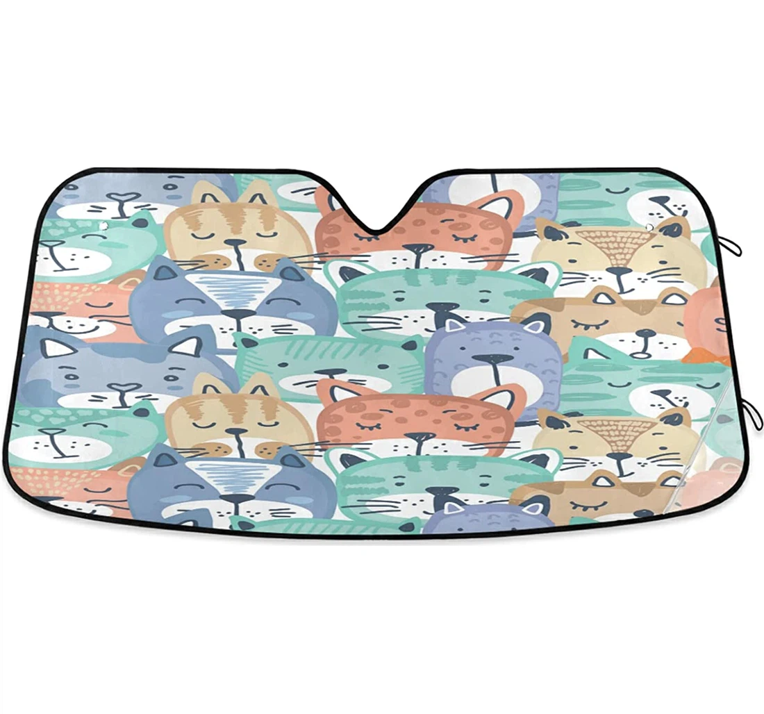 Funny Colorful Kitten Cat Auto Sun Shade