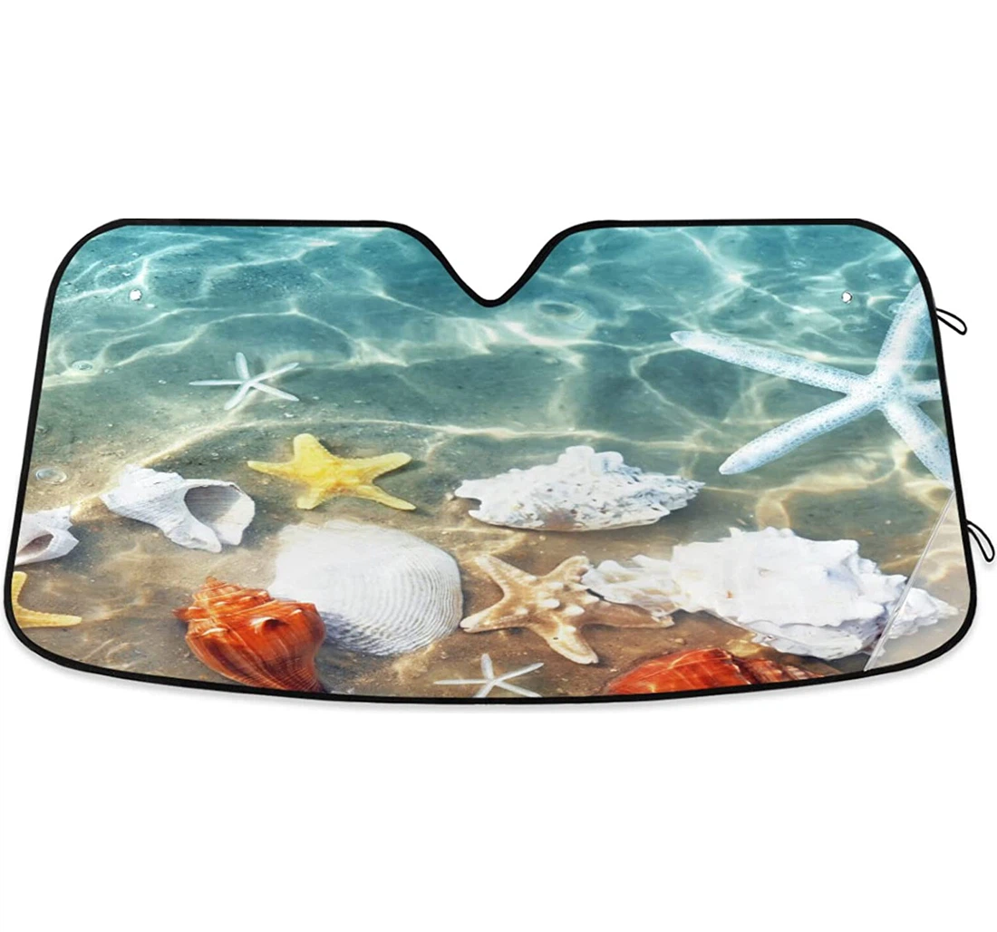 Summer Shell Sea Water Starfish Coral Auto Sun Shade