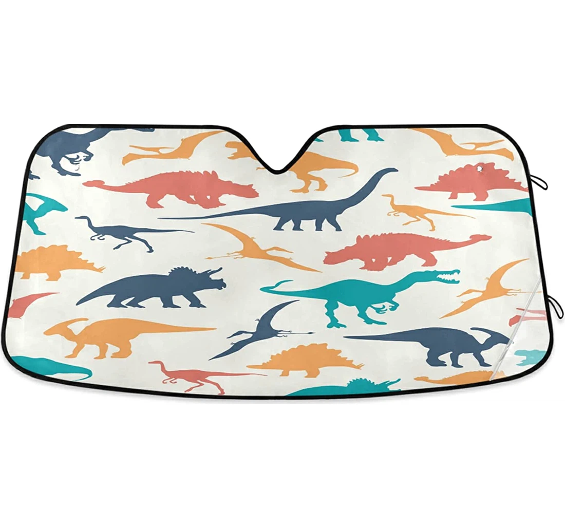 Retro Dinosaurs Colorful Auto Sun Shade