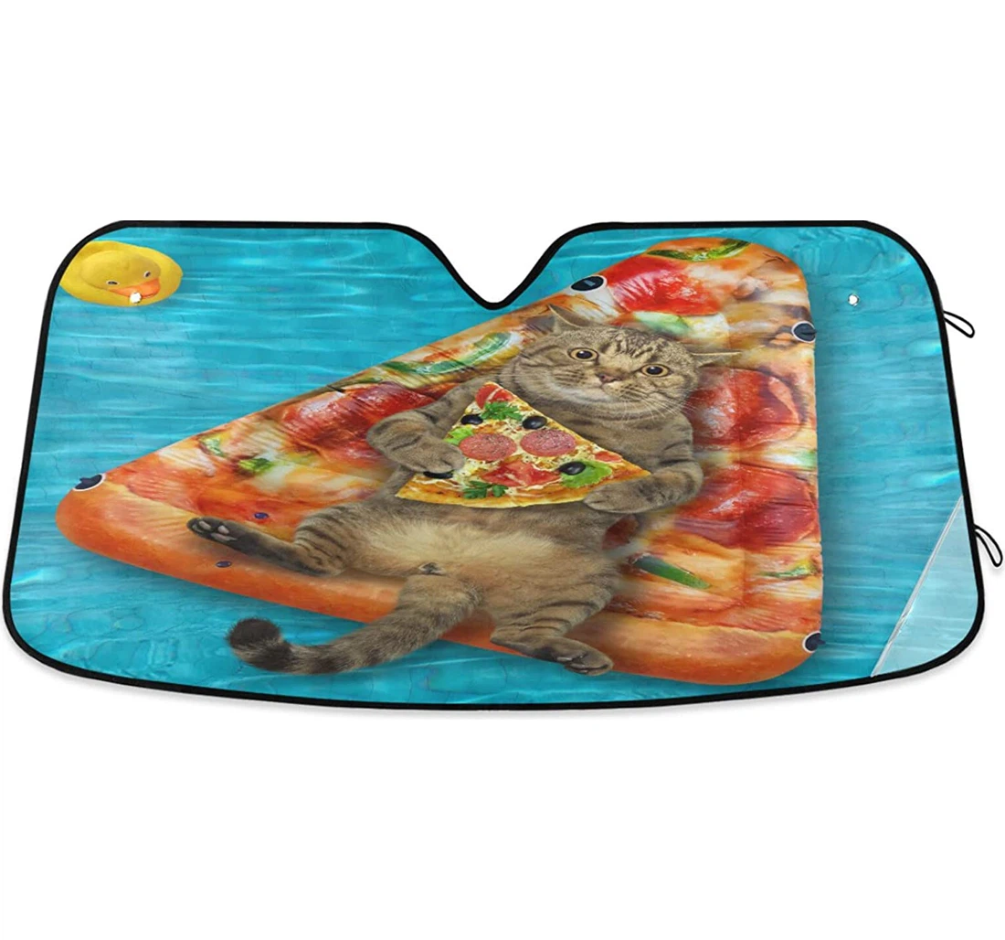 Cute Pizza Cat Funny Swimming Kitten Auto Sun Shade