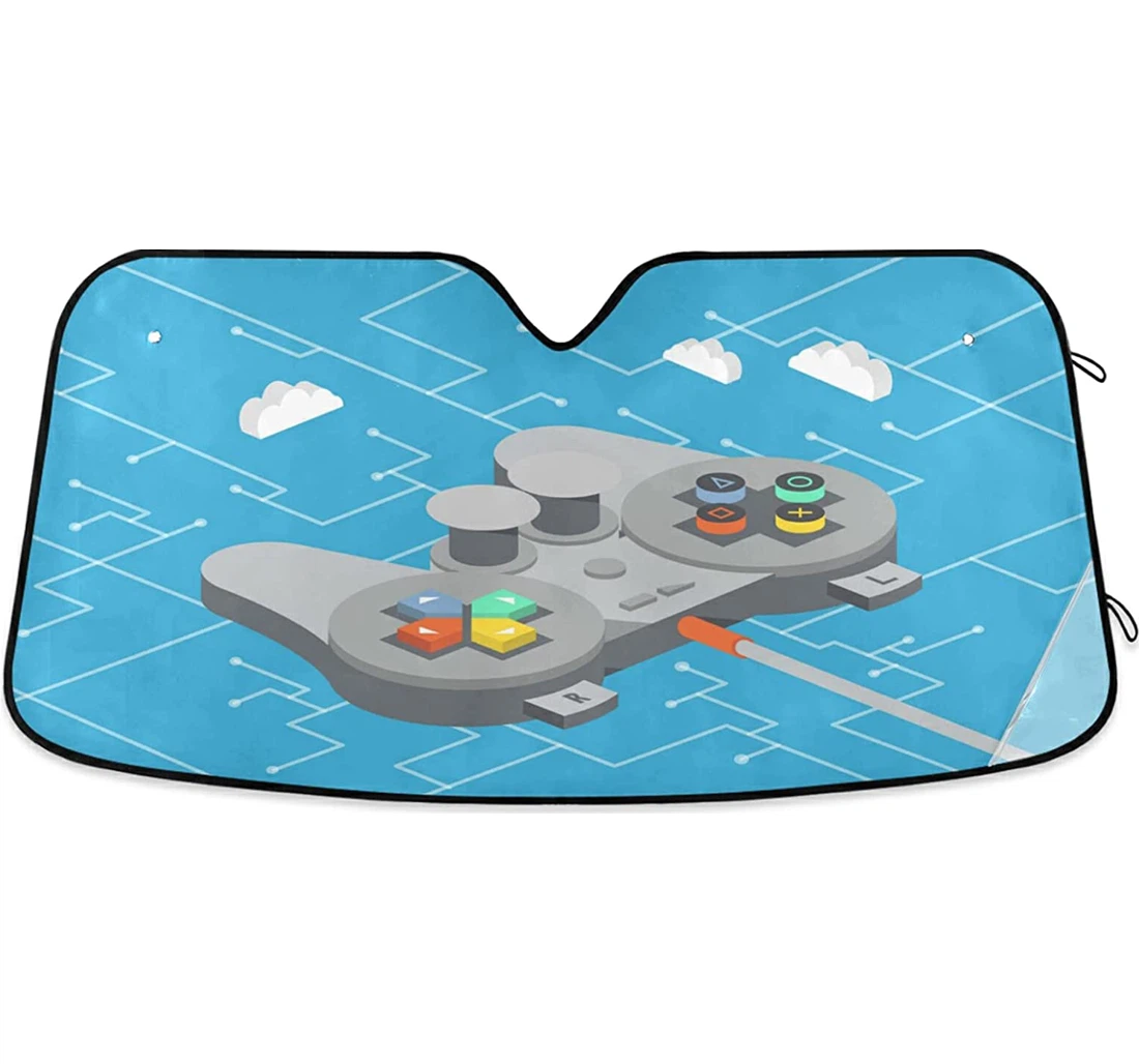 Gamepad Blue Stripe Coolsun Fits Auto Sun Shade