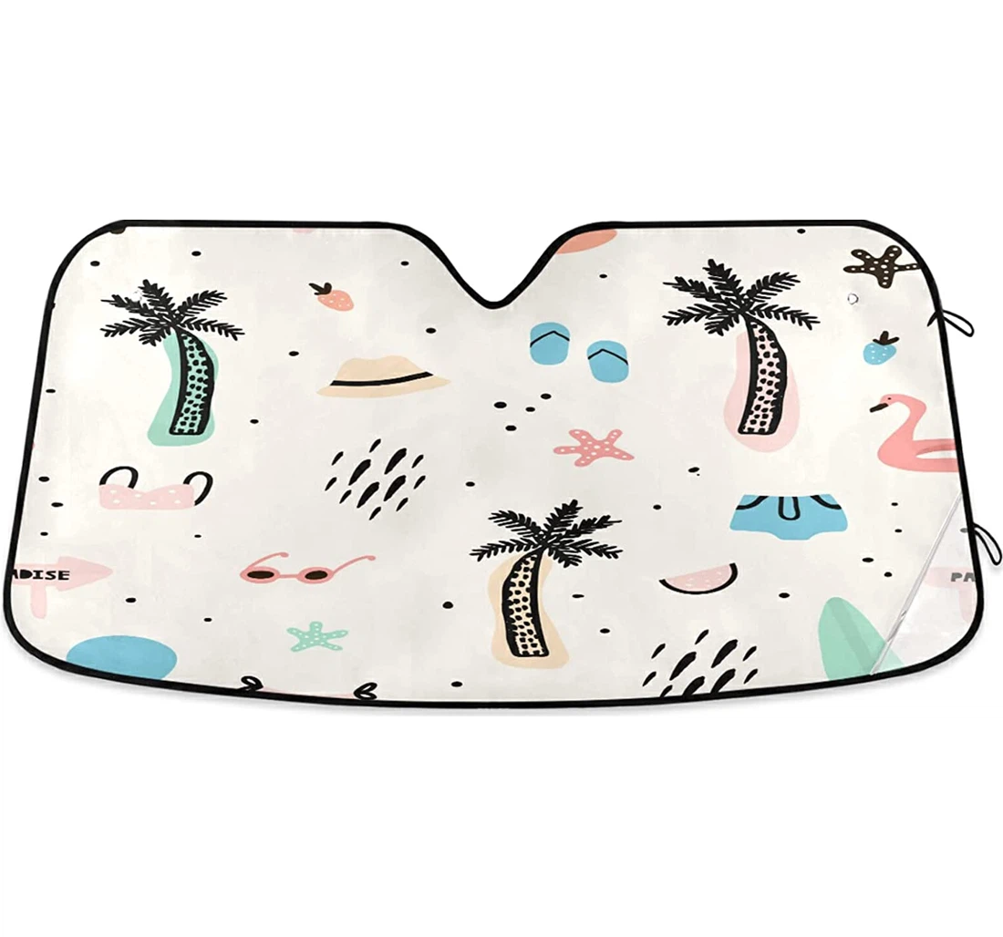 Summer Beach Elements Palm Trees Auto Sun Shade