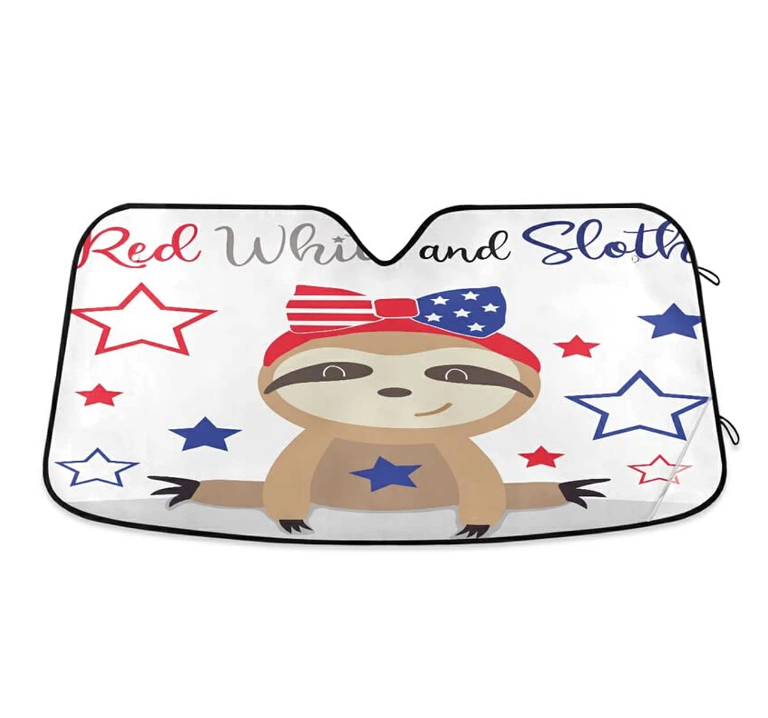 Patriotic American Sloth Independence Day Auto Sun Shade