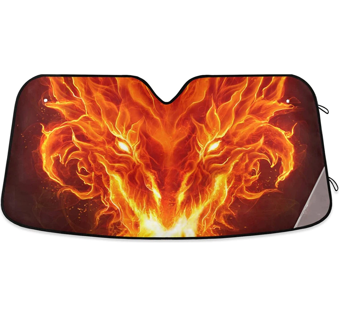 Red Fire Dragon Head With General Purpose Auto Sun Shade