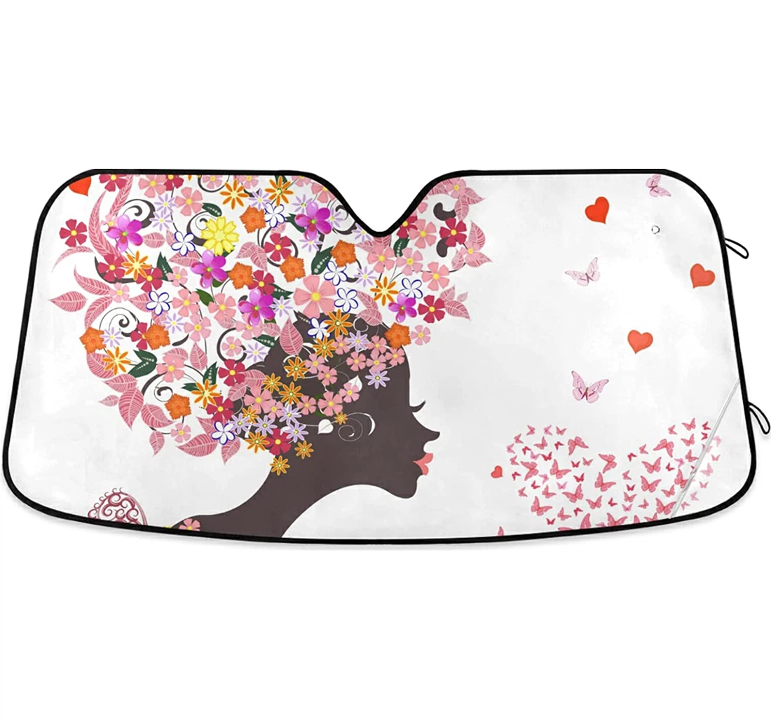 Flowers Girl Heart Butterflies Auto Sun Shade