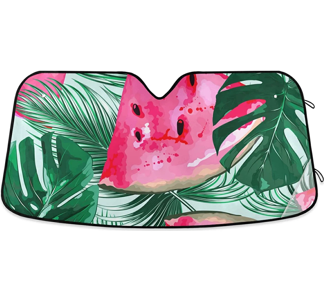Watermelons Tropical Palm Leaves Auto Sun Shade