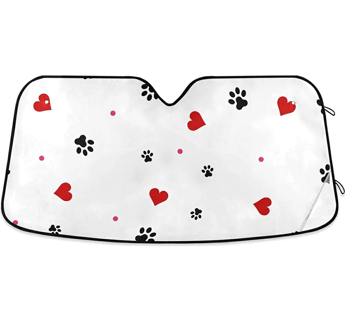 Hearts Dog Footprint Auto Sun Shade
