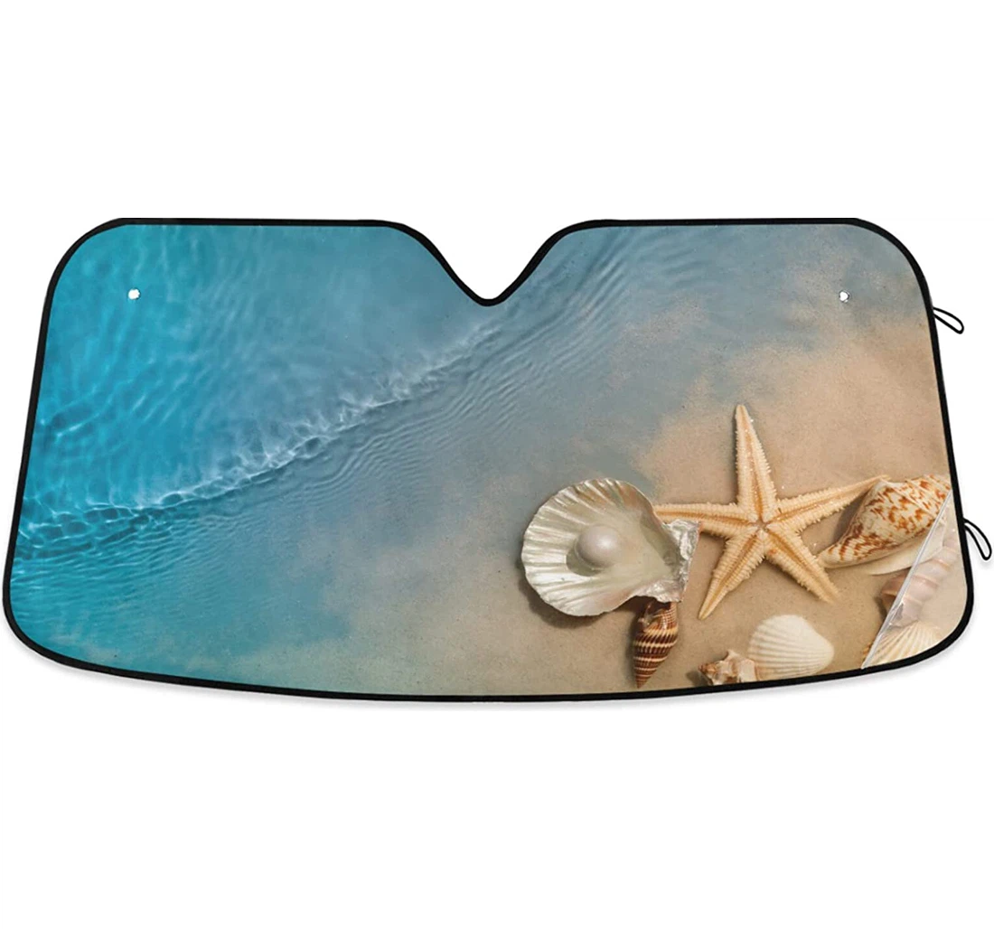Starfish Seashell Summer Beach Blue Ocean Auto Sun Shade
