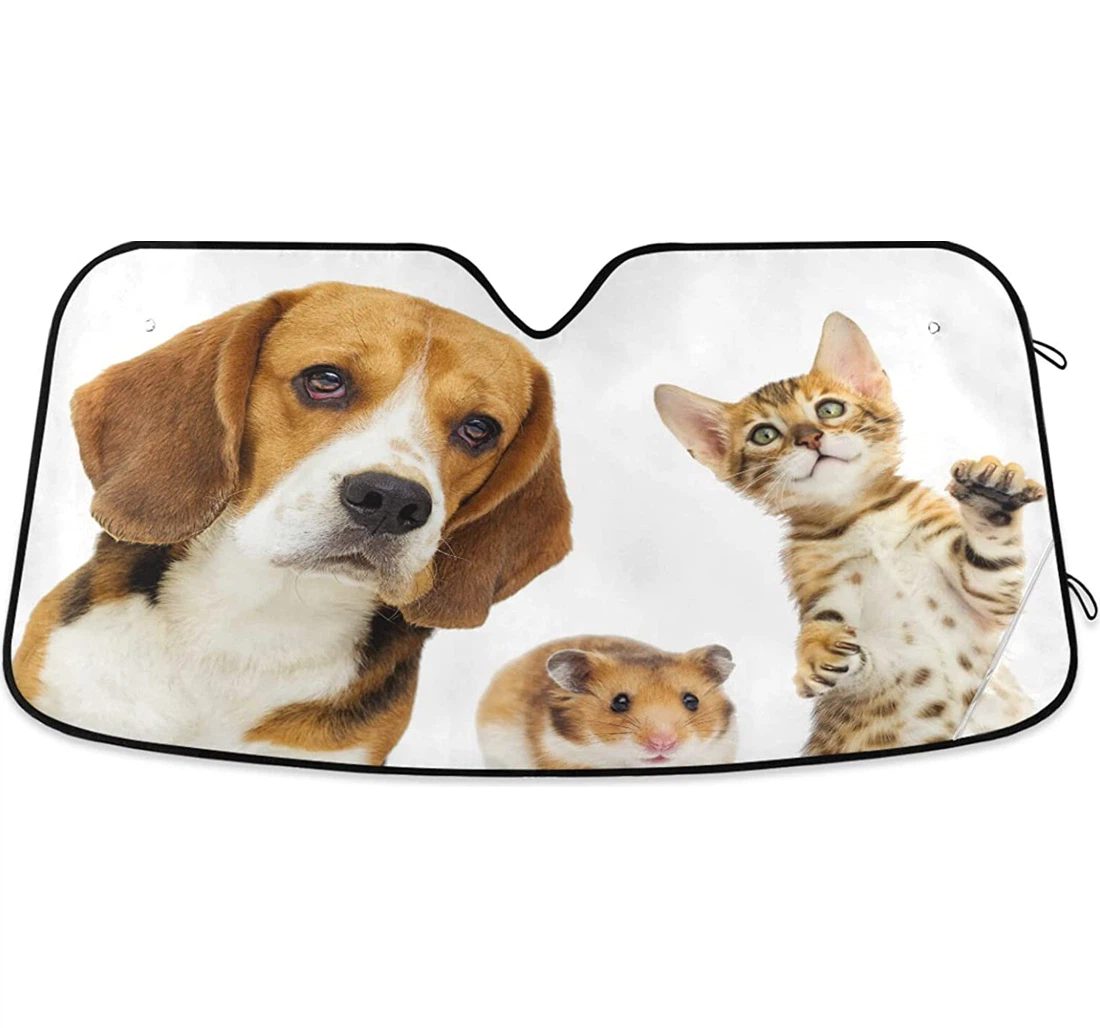 Cute Gaze Cat Dog Hamster Auto Sun Shade
