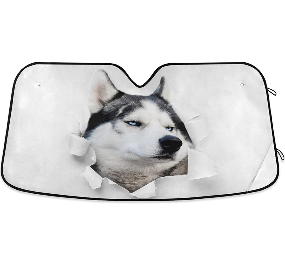 Funny Husky Dog Paper Hole Auto Sun Shade