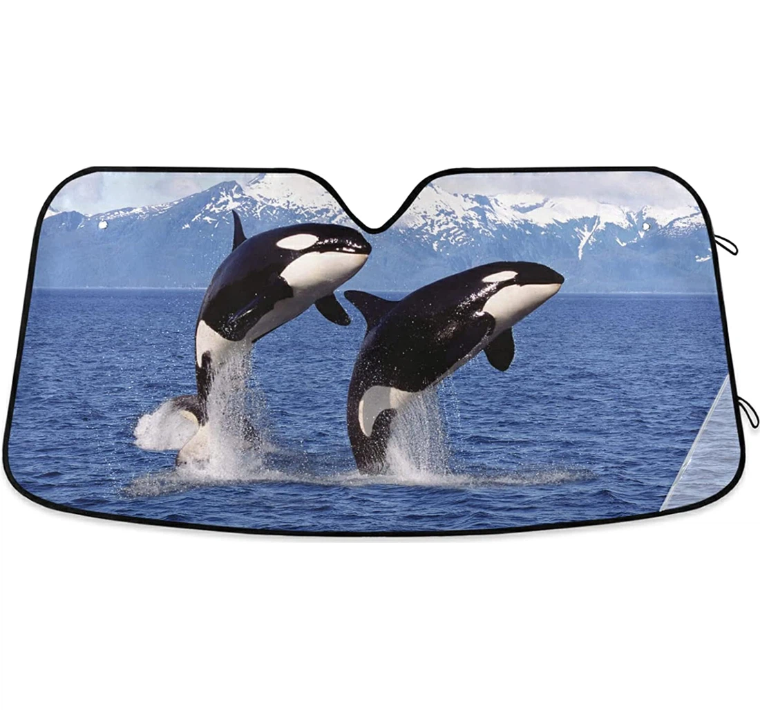 Whale Summer Sea Mountain Winter Snowflake Auto Sun Shade
