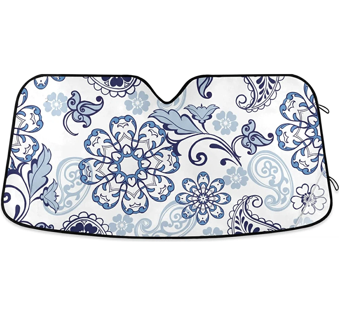 Paisley Pattern Flower Auto Sun Shade