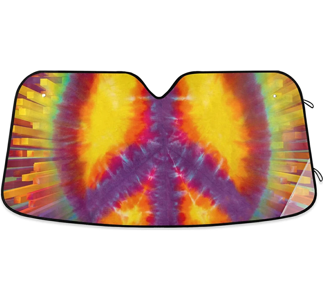 Tie Dye Peace Sign Auto Sun Shade