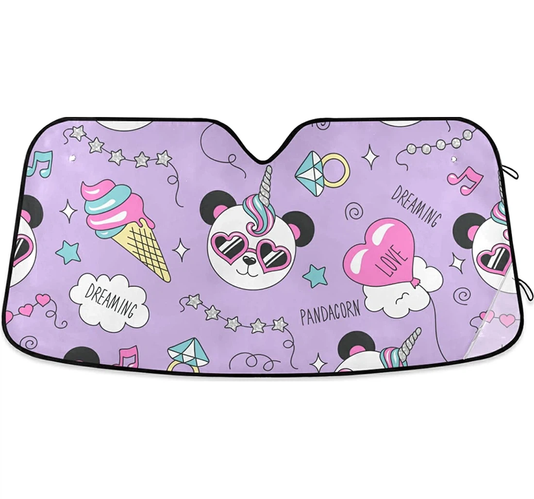 Cute Panda Unicorn Auto Sun Shade