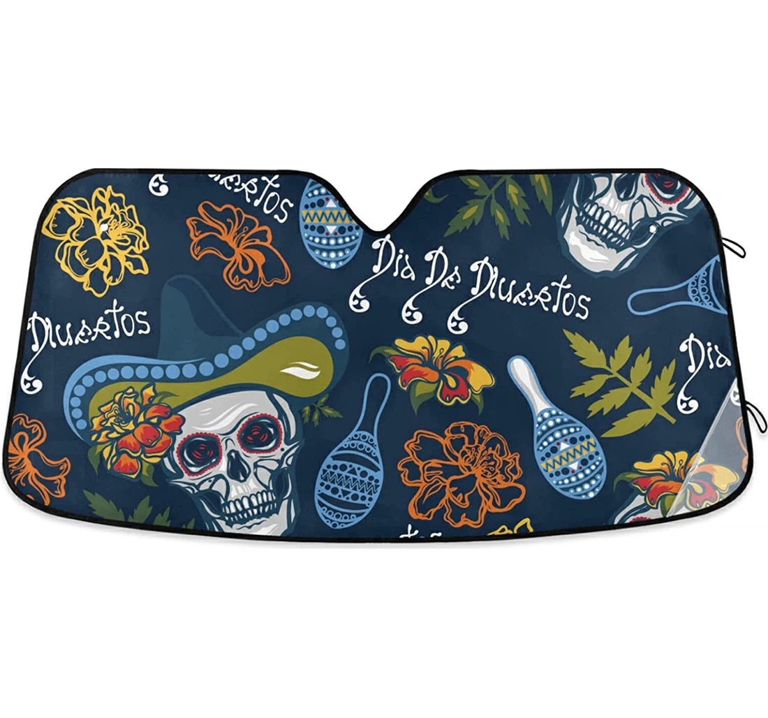 Dia De Muertos Skulls Auto Sun Shade
