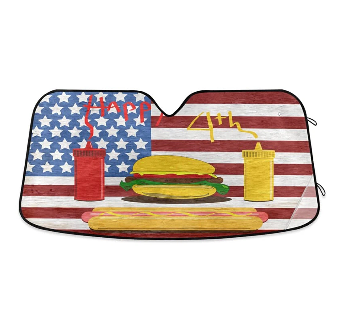 Funny Wood Grain Happy Th Of July Auto Sun Shade