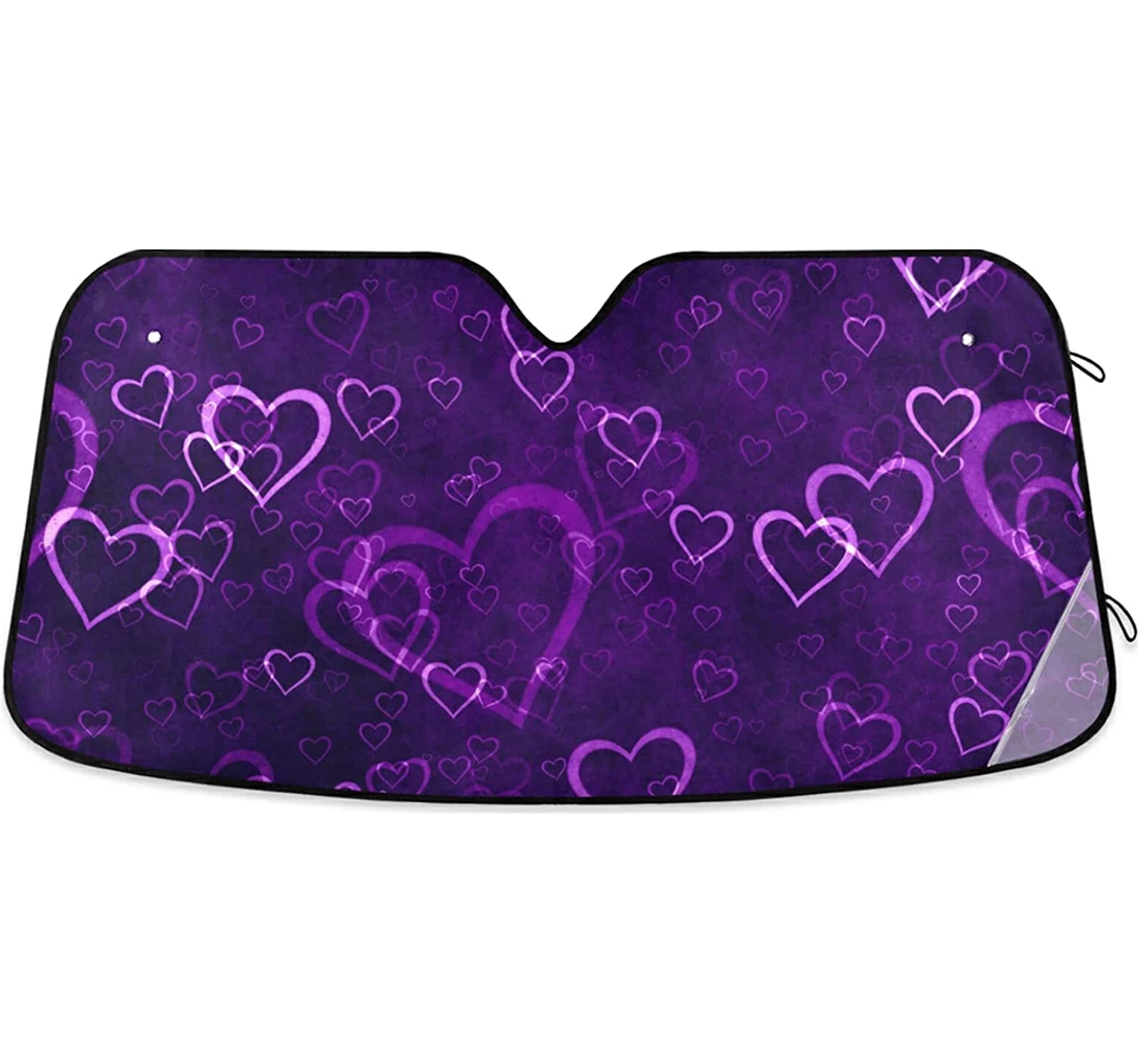 Hearts Purple Sunscreen Auto Sun Shade