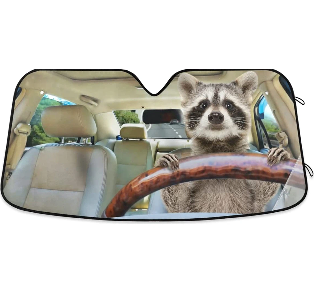 Raccoon Driving Cars Vans Auto Sun Shade